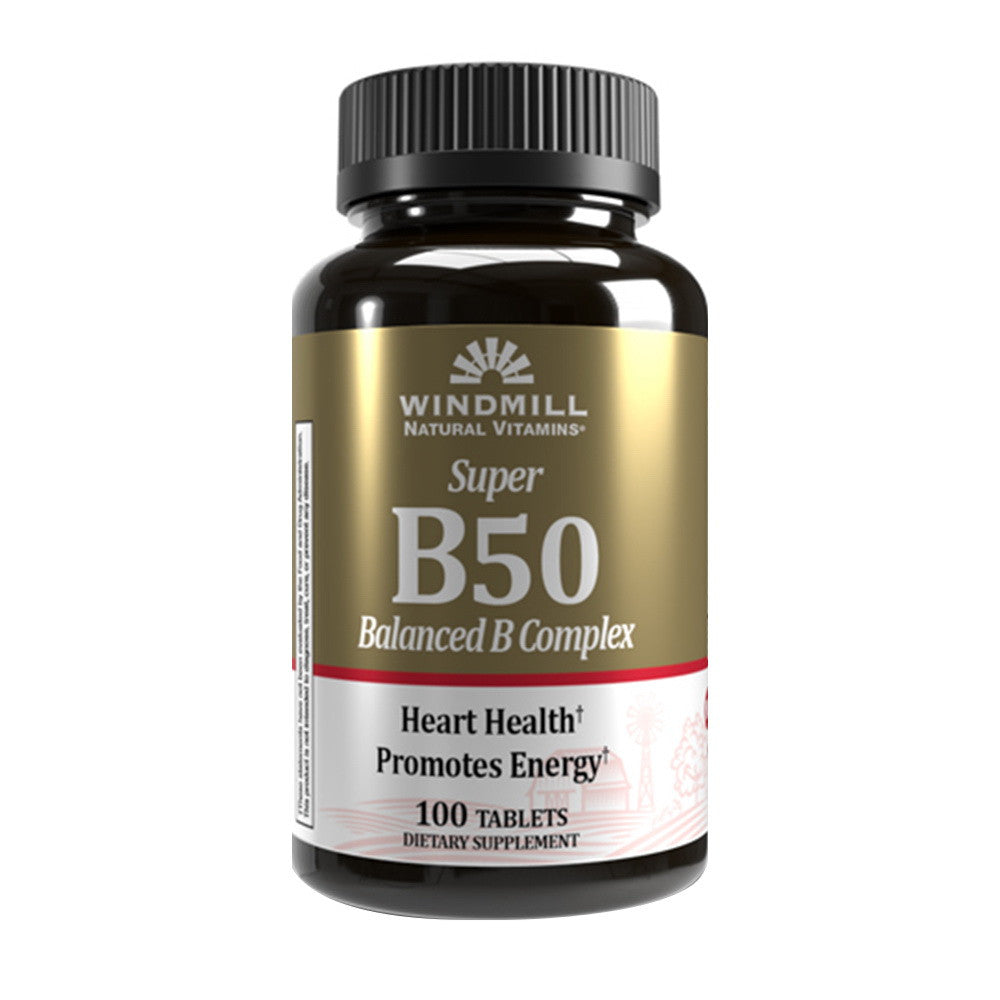 Windmill Super B-50 Balanced B-Complex Dietary Supplement Tablets - 100 Ea